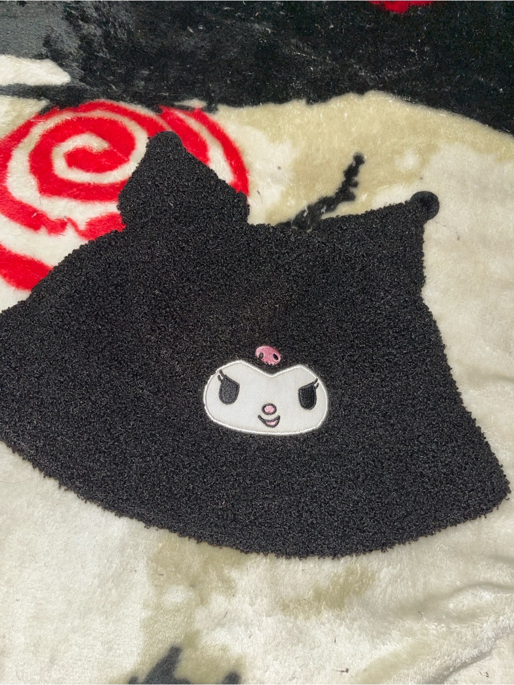 Sanrio Kuromi black faux bucket hat -one size